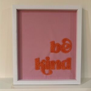 Pink and Orange 'Be Kind' Framed Wall Art